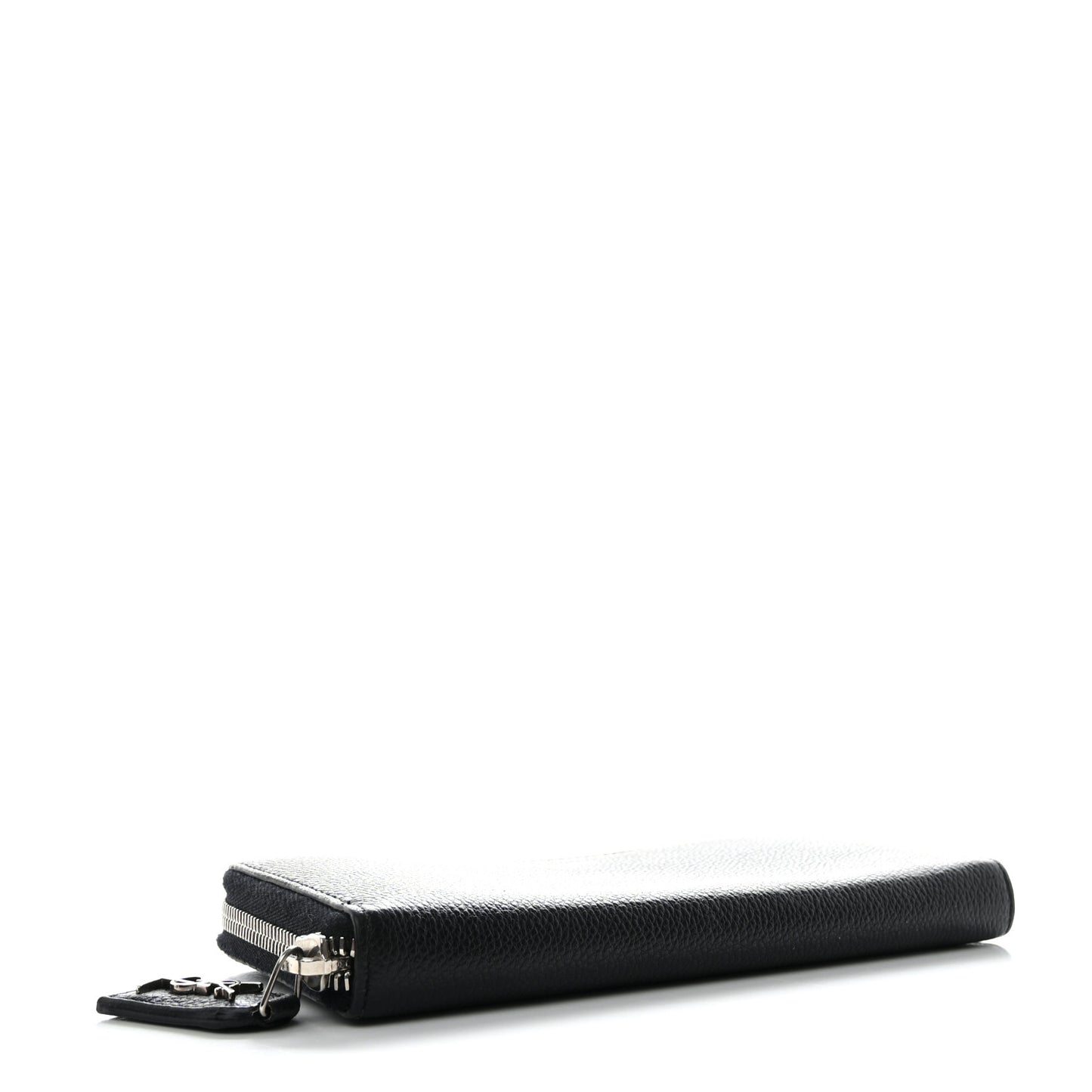 Grained Calfskin Rive Gauche Zip Around Wallet Black