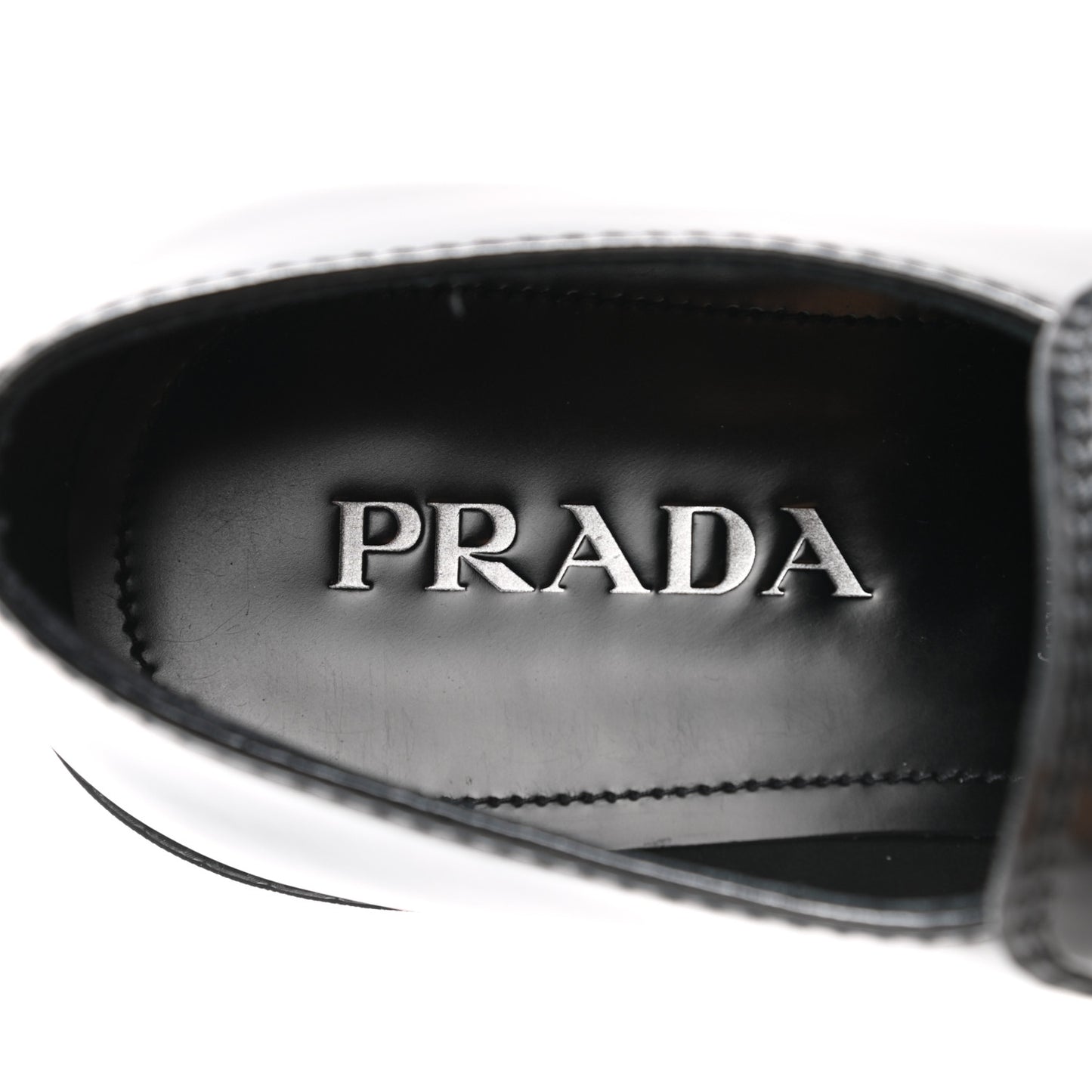 Spazzolato Metal Triangle Logo Mens 35mm Loafers 7.5 Black