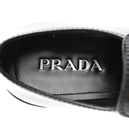 Prada Spazzolato Metal Triangle Logo Mens 35mm Loafers 7.5 Black 7 of 10