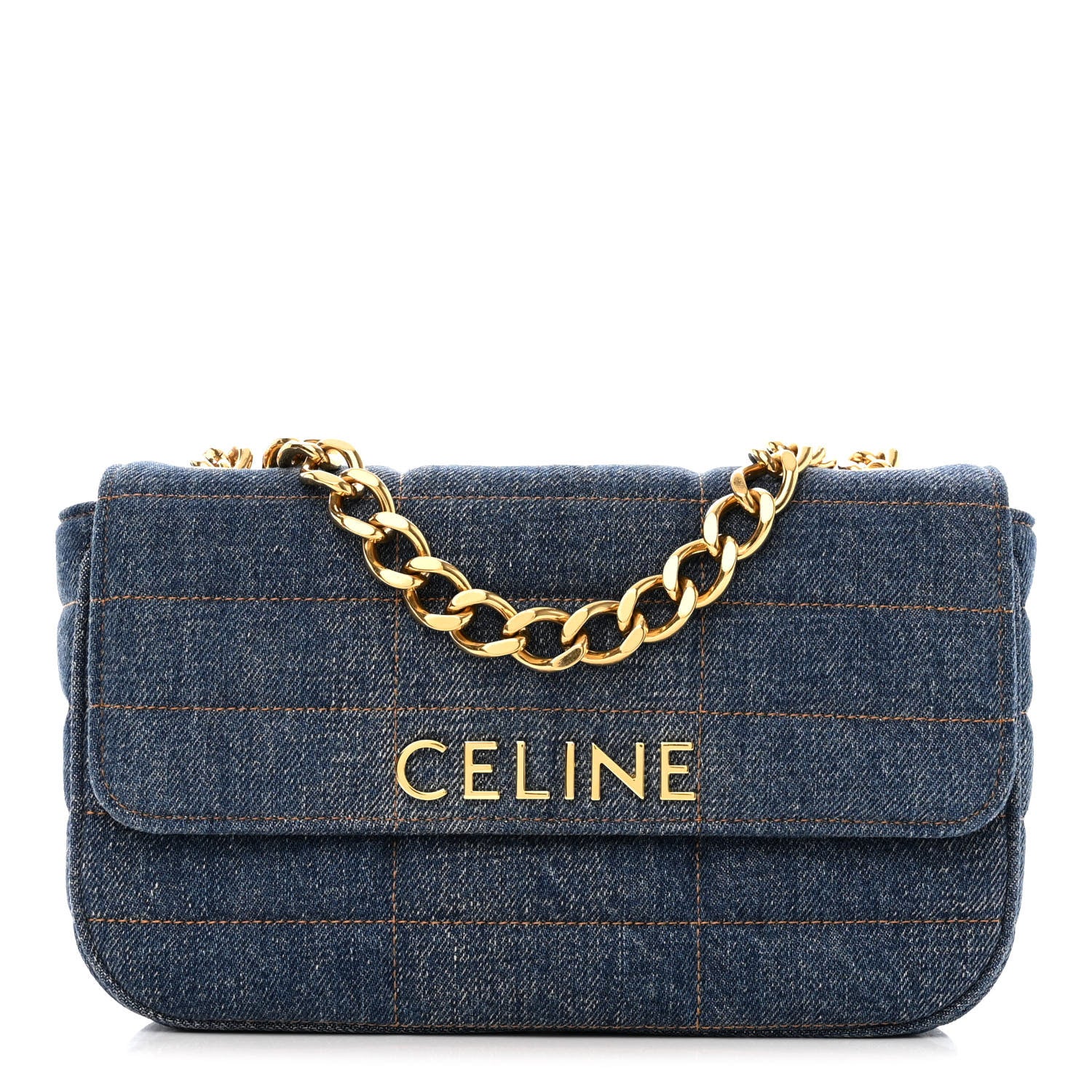 Celine Denim Matelasse Chain Shoulder Bag Blue 1 of 11