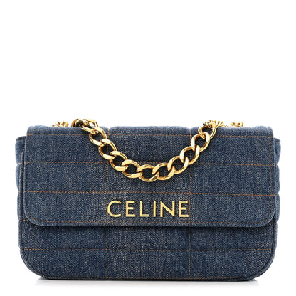 Celine Denim Matelasse Chain Shoulder Bag Blue 1 of 11