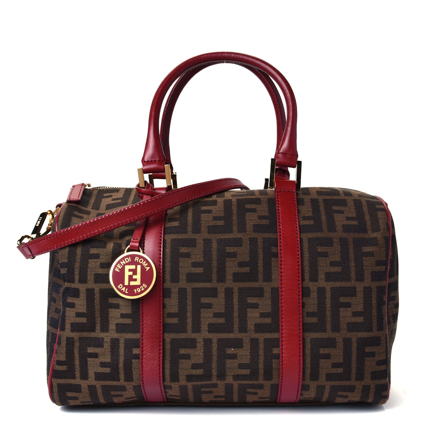 Zucca Calfskin Medium Convertible Boston Satchel Tobacco Granada