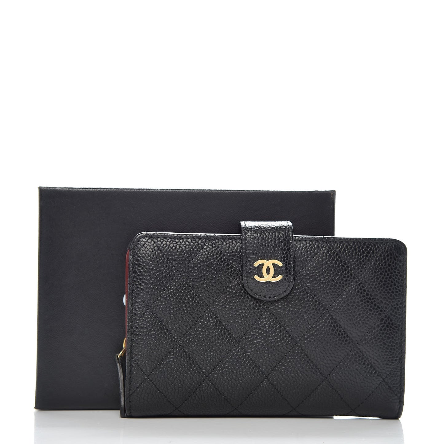 Caviar Quilted Zipped Pocket Wallet Black
