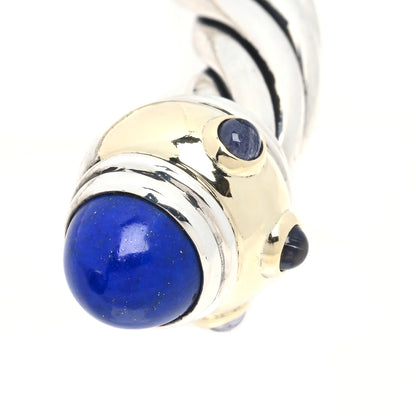 David Yurman Sterling Silver 14K Yellow Gold Lapis Lazuli Iolite 10mm Cable Renaissance Bracelet 5 of 5