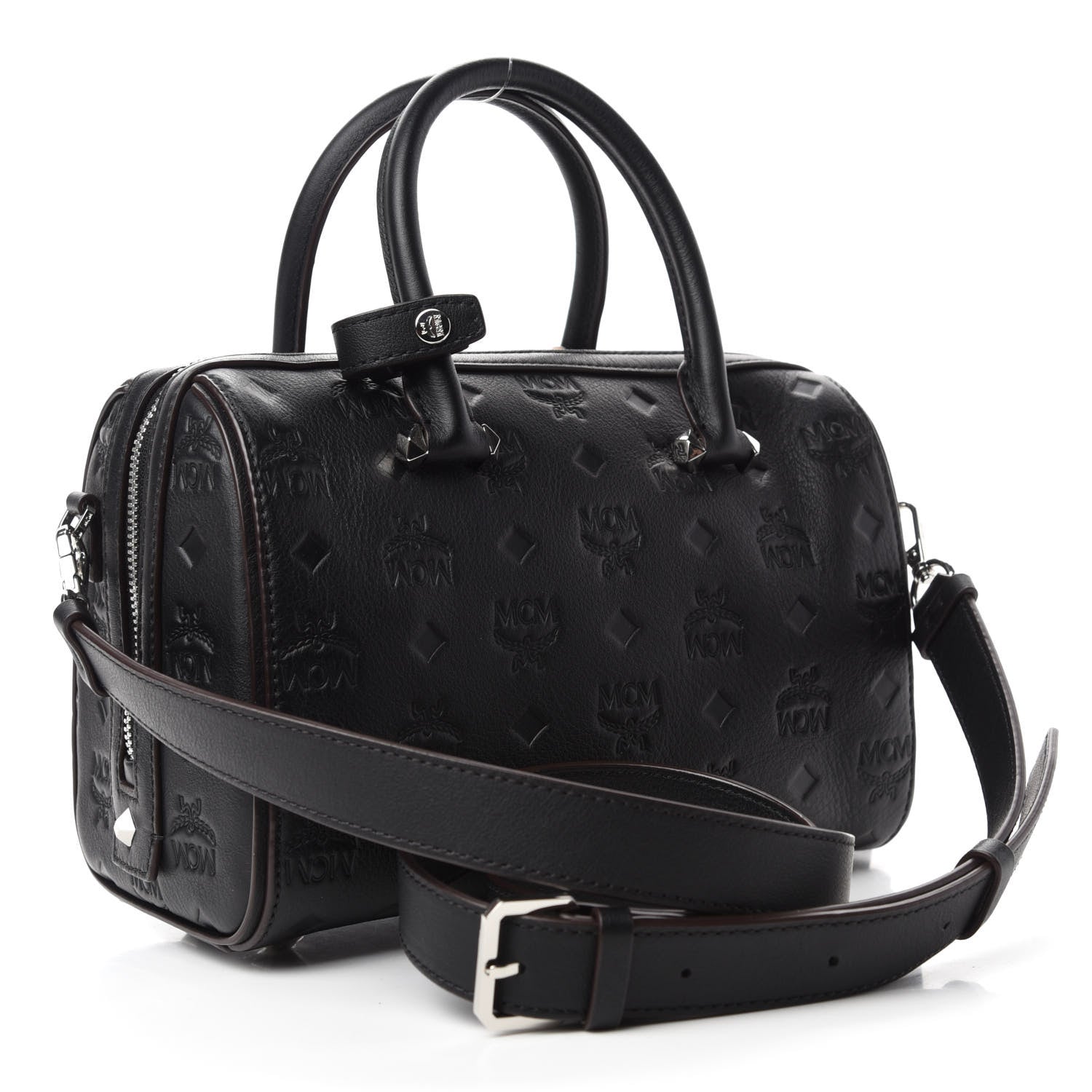 MCM Calfskin Ottomar Monogram Essential Boston Bag Black 3 of 11