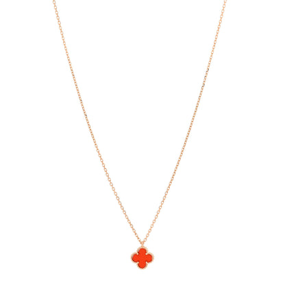 Van Cleef & Arpels 18K Rose Gold Carnelian Sweet Alhambra Pendant Necklace 1 of 5