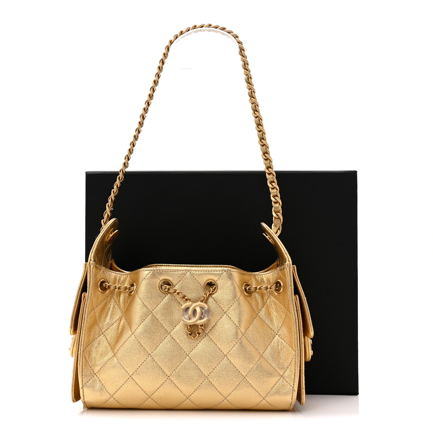 Chanel Metallic Caviar Quilted Mini Chanel 25 Handbag Gold 1772402