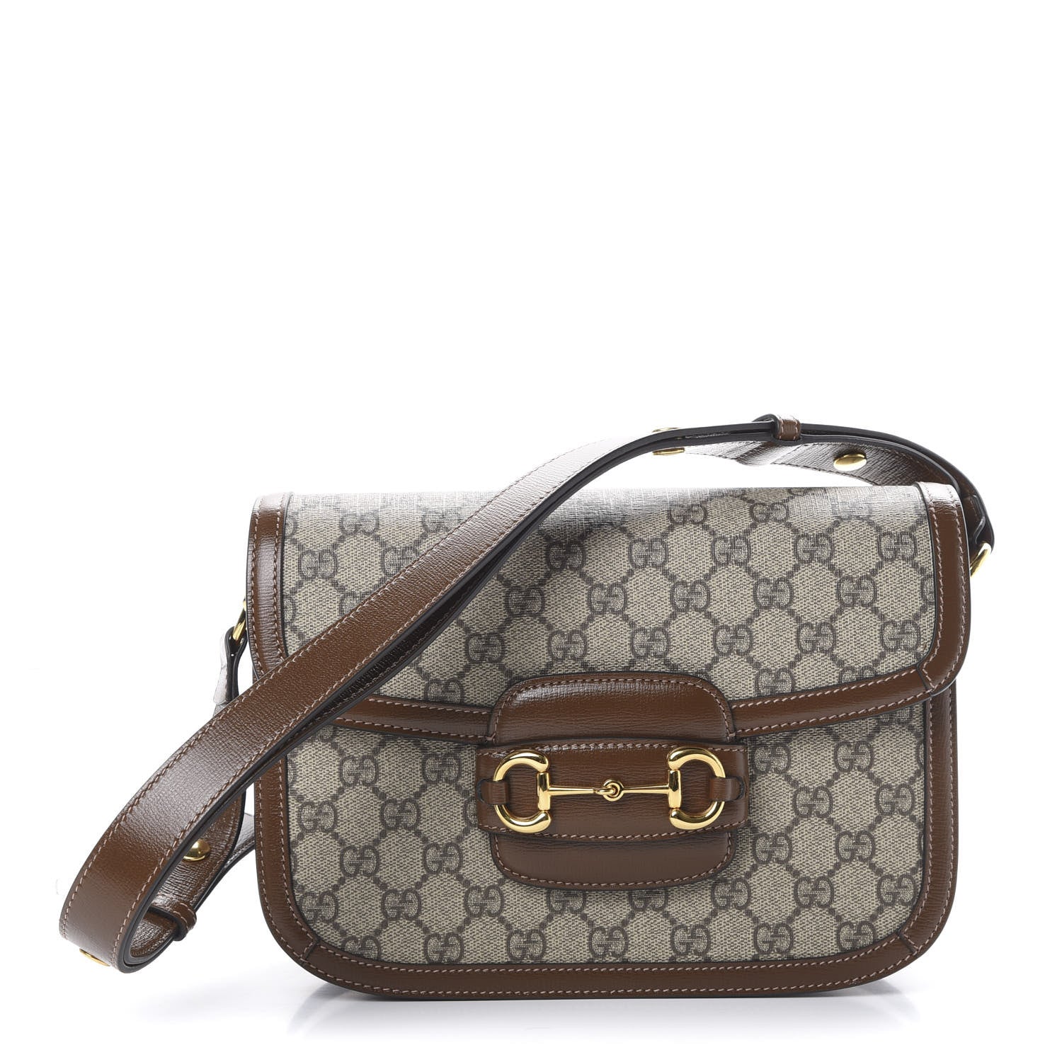 Gucci GG Supreme Monogram Horsebit 1955 Shoulder Bag Beige Brown Sugar 1 of 11