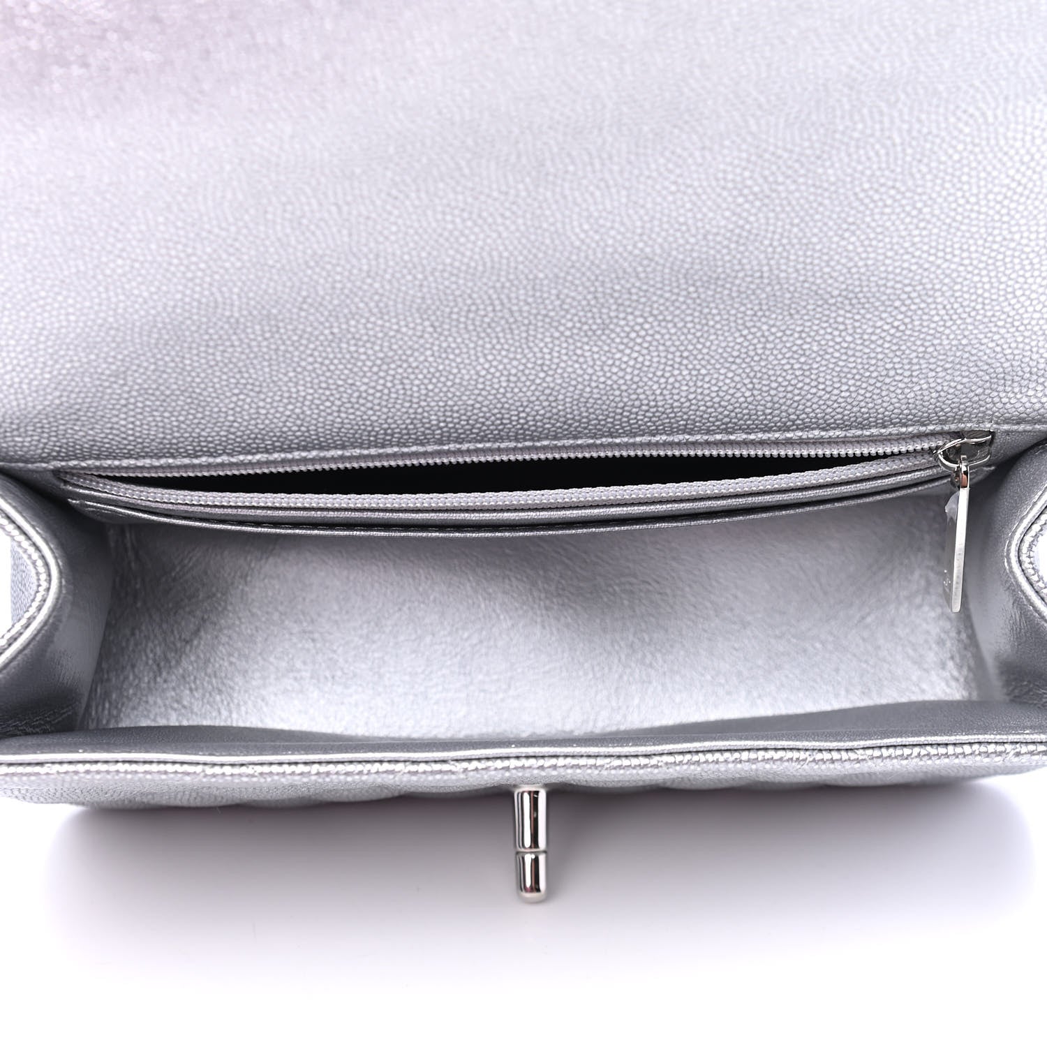 Chanel Metallic Caviar Quilted Mini Top Handle Rectangular Flap Silver 4 of 6