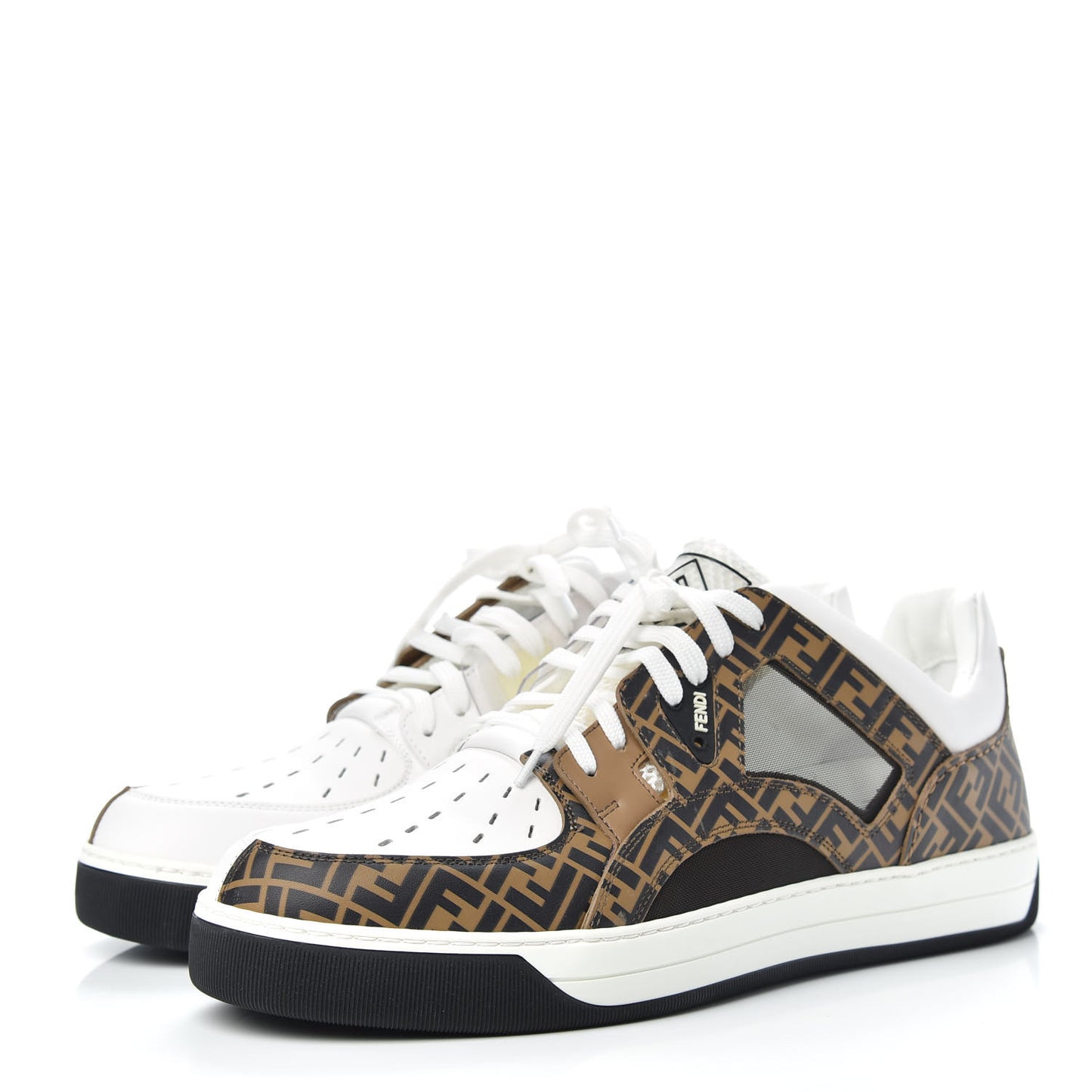Vitello Mesh FF Digital Print Mens Fancy Low Top Sneakers 9 Nocciola Black Ultra White