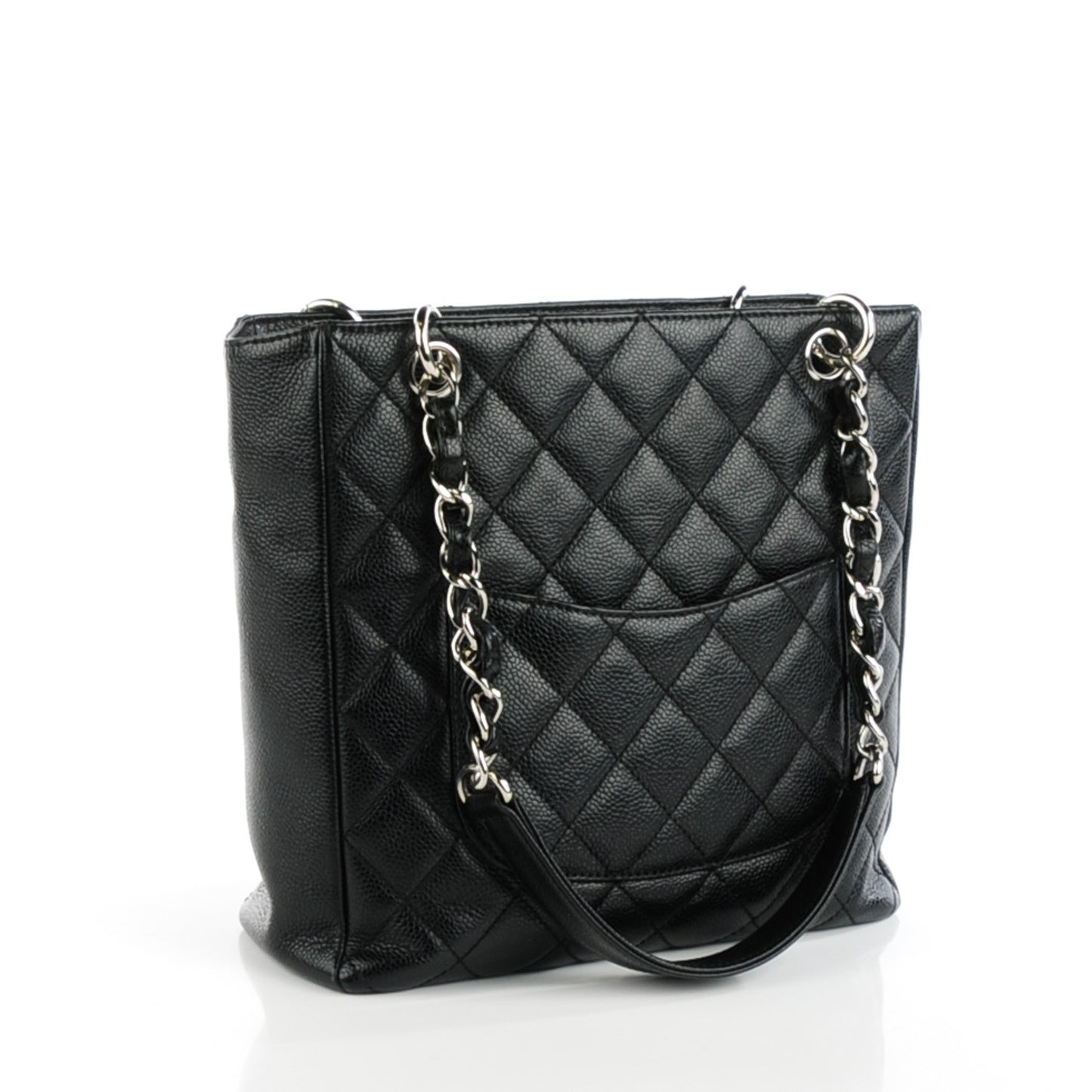 Caviar Quilted Petit Shopping Tote PST Black