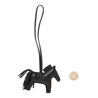 Hermes Milo Lambskin Matte Alligator Touch Grigri Rodeo Horse Bag Charm PM So Black 2 of 5
