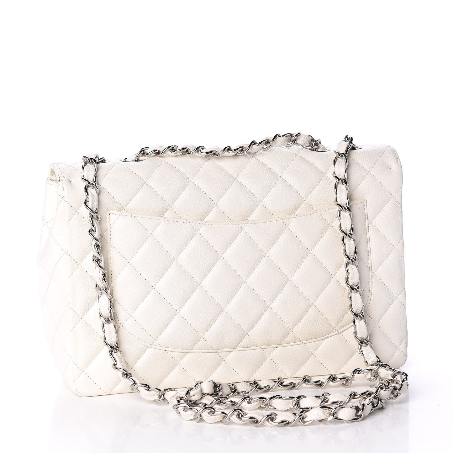 Caviar Quilted Jumbo Single Flap White