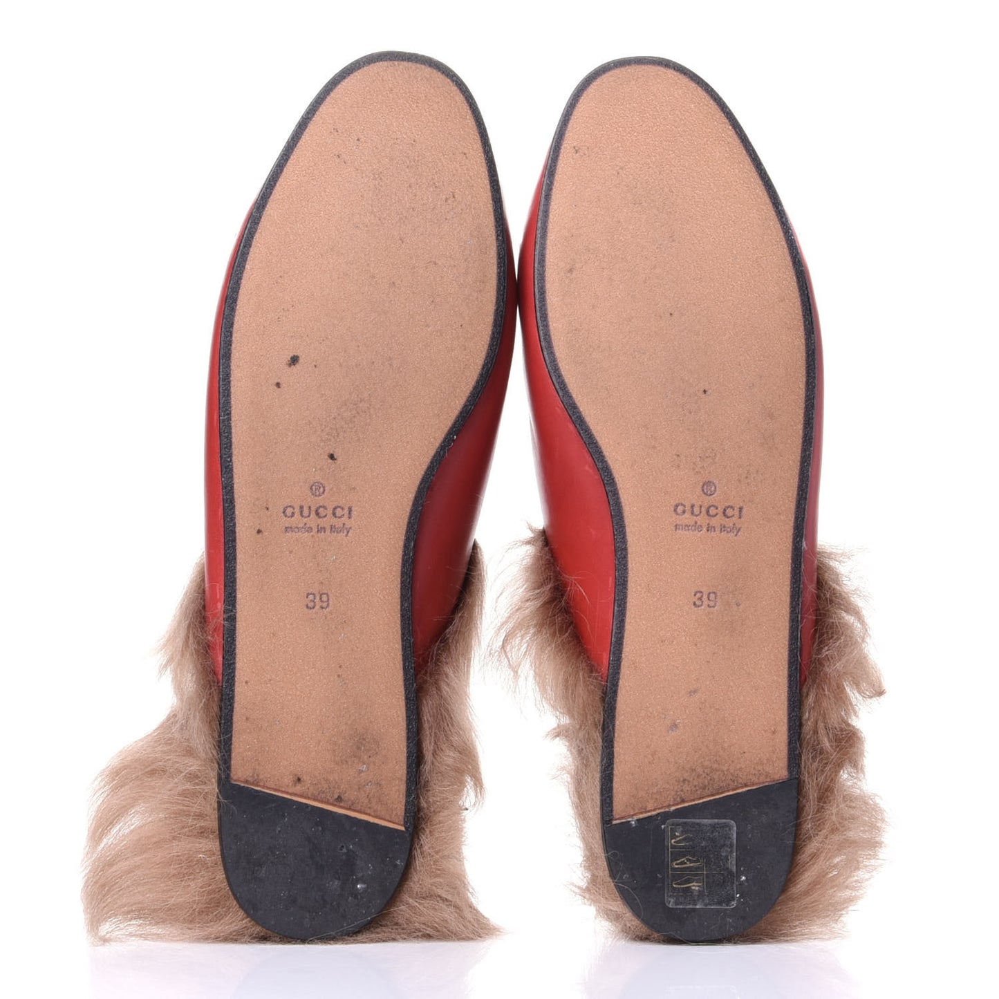 Betis Glamour Calfskin Fur Womens Princetown Slippers 39 Hibiscus Red Naturale