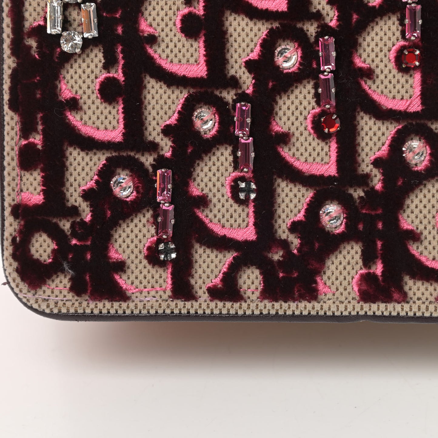 Velvet Crystal Small Diorama Club Flap Bag Plum
