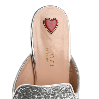 Gucci Glitter Womens Princetown Slippers 36.5 Silver 7 of 9