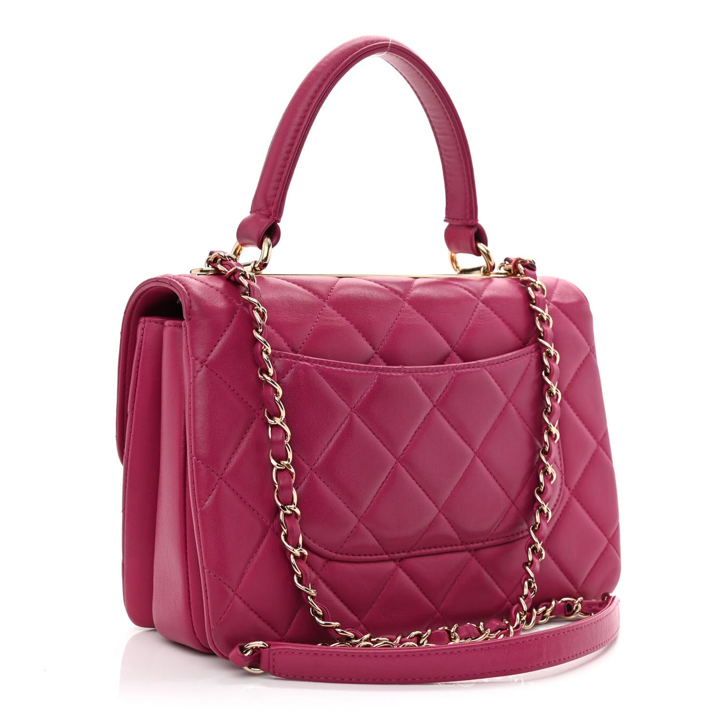 Lambskin Quilted Small Trendy CC Flap Dual Handle Bag Pink