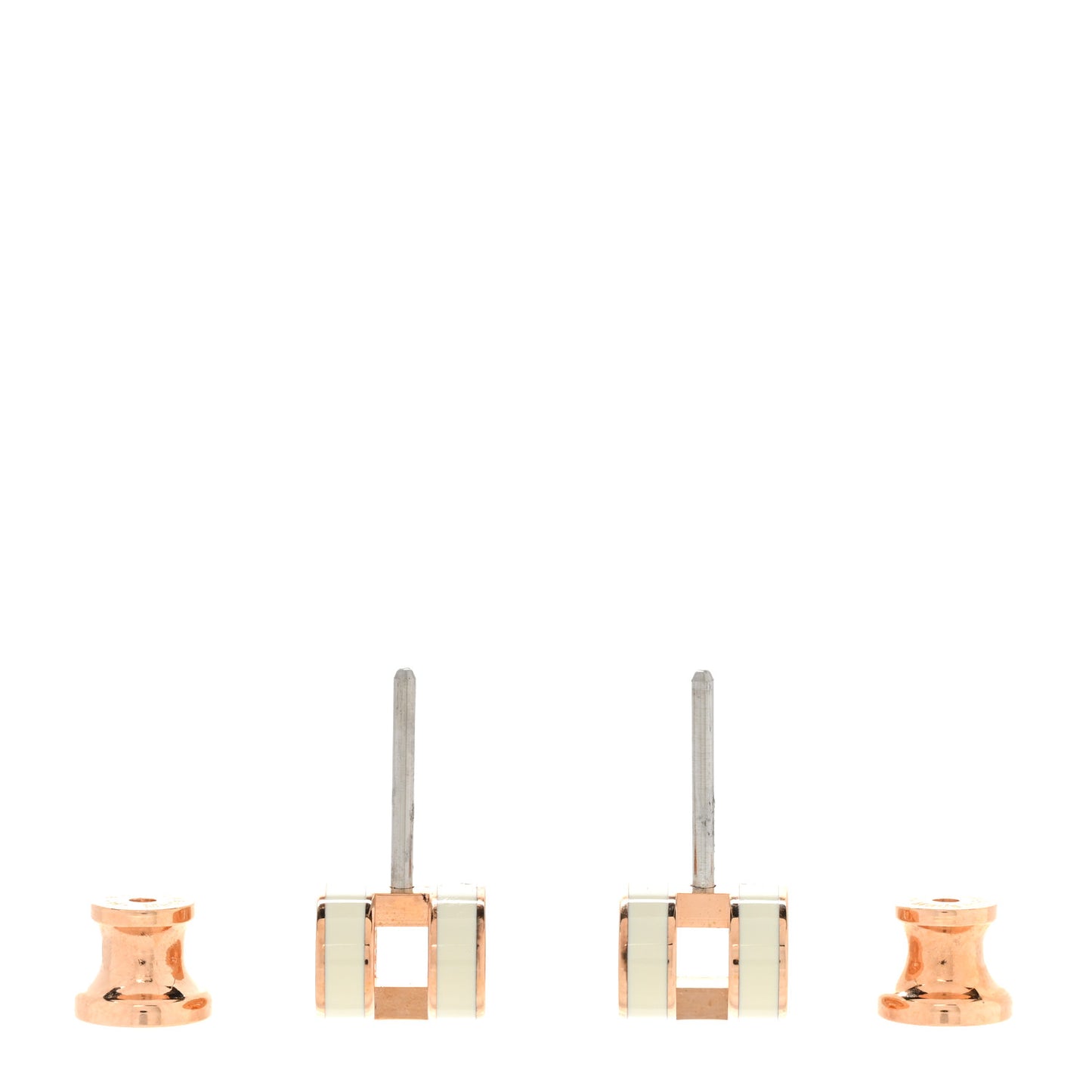 Rose Gold Lacquered Mini Pop H Earrings White
