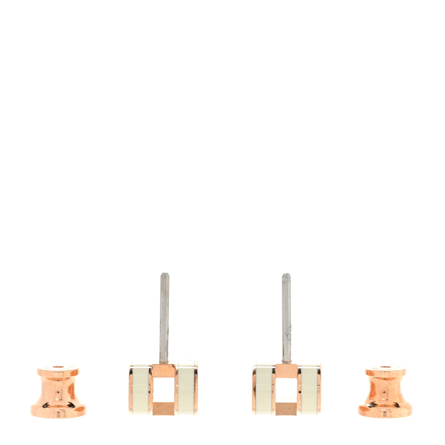 Hermes Rose Gold Lacquered Mini Pop H Earrings White 3 of 5