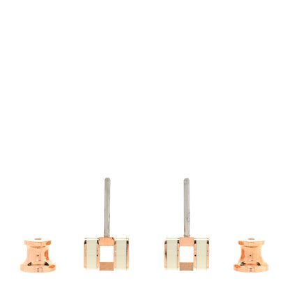 Hermes Rose Gold Lacquered Mini Pop H Earrings White 3 of 5