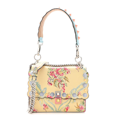 Fendi Vitello Marie Antoinette Print Scalloped Mix Studded Small Kan I Shoulder Bag Panna Multicolor 1 of 10