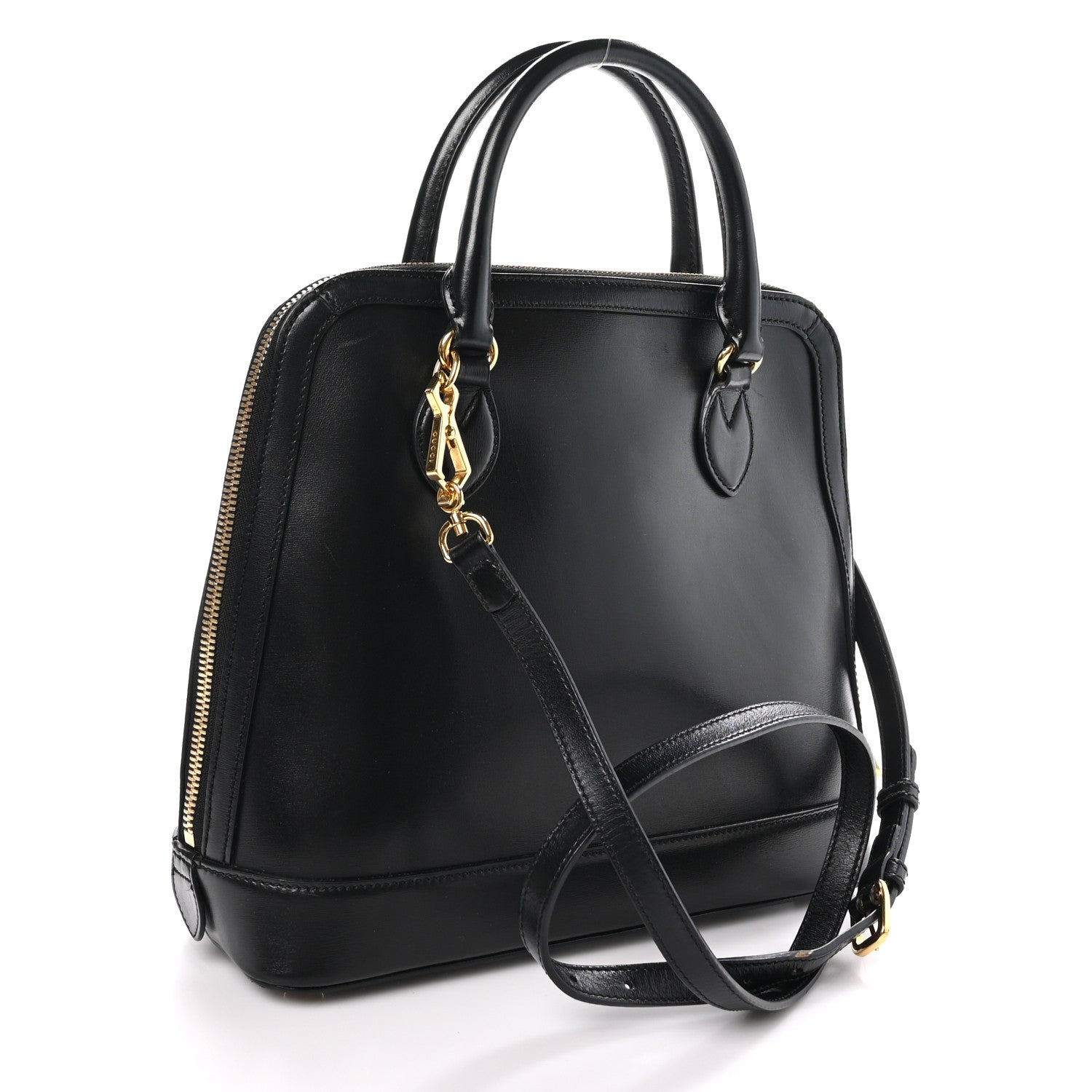 Gucci Boarded Plutone Calfskin Horsebit 1955 Top Handle Bag Black 3 of 11