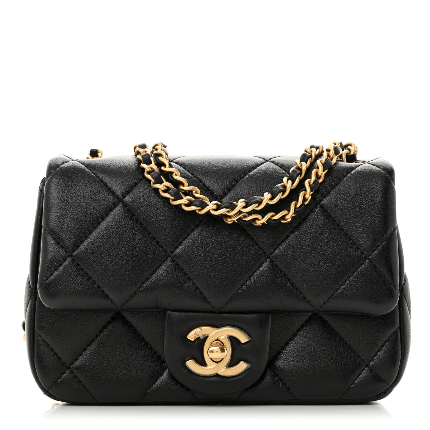 Lambskin Quilted Pearl Small Flap Black
