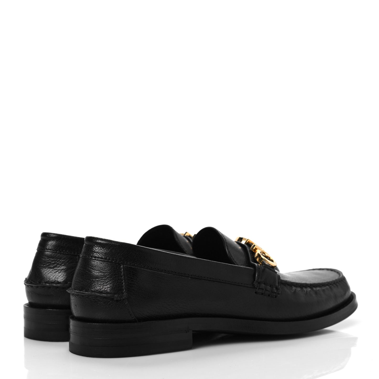 Goatskin Womens Logo 15mm Loafers 39.5 Black
