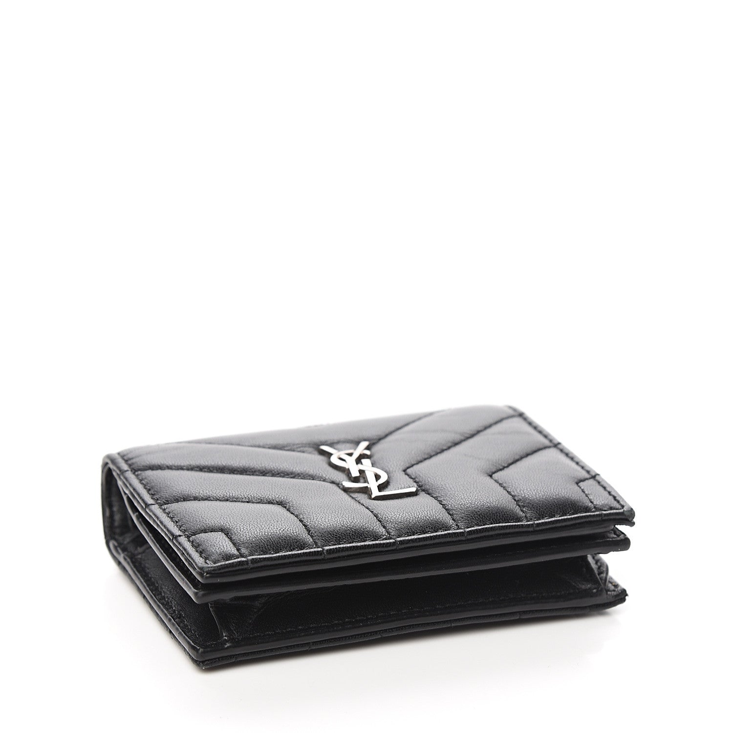 Saint Laurent Lambskin Y Quilted Monogram Loulou Flap Wallet Black 3 of 7