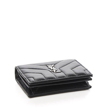 Saint Laurent Lambskin Y Quilted Monogram Loulou Flap Wallet Black 3 of 7