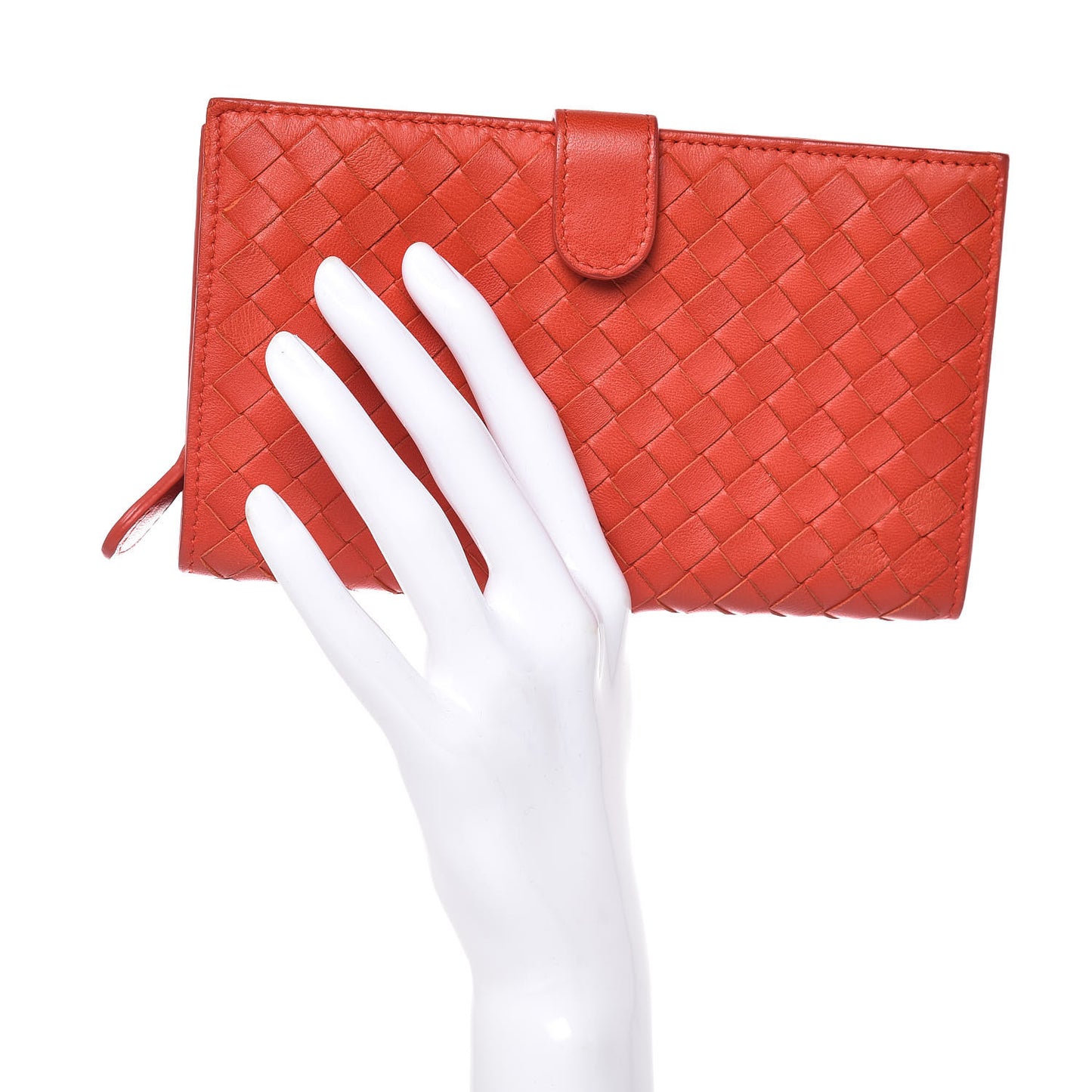 Nappa Intrecciato Continental Snap Wallet Corniola