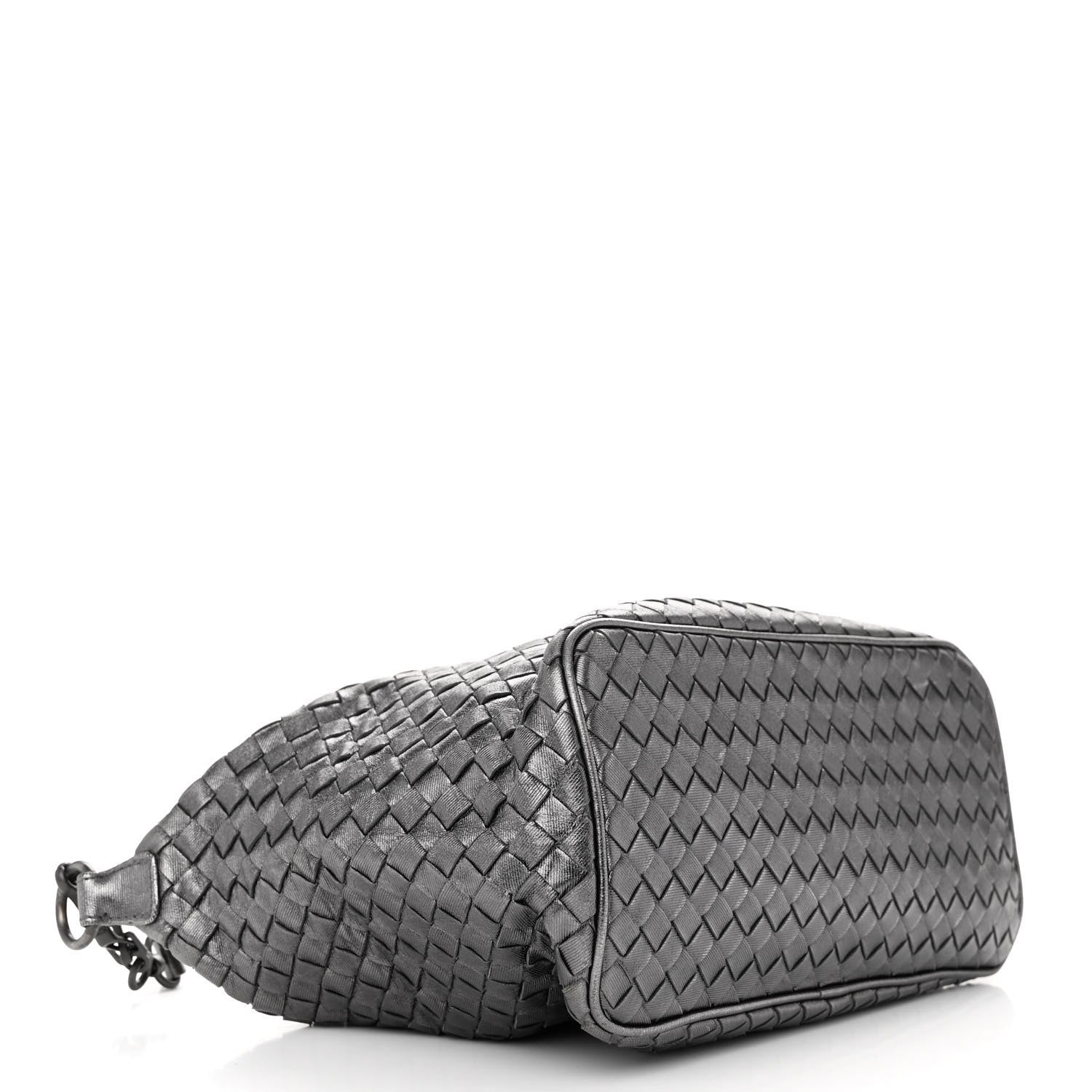 Bottega Veneta Metallic Nappa Intrecciato Small Shoulder Bag Steel 4 of 12