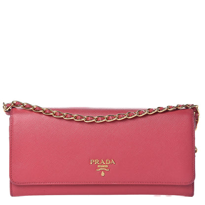 Prada Saffiano Metal Oro Chain Wallet Peonia 1 of 13