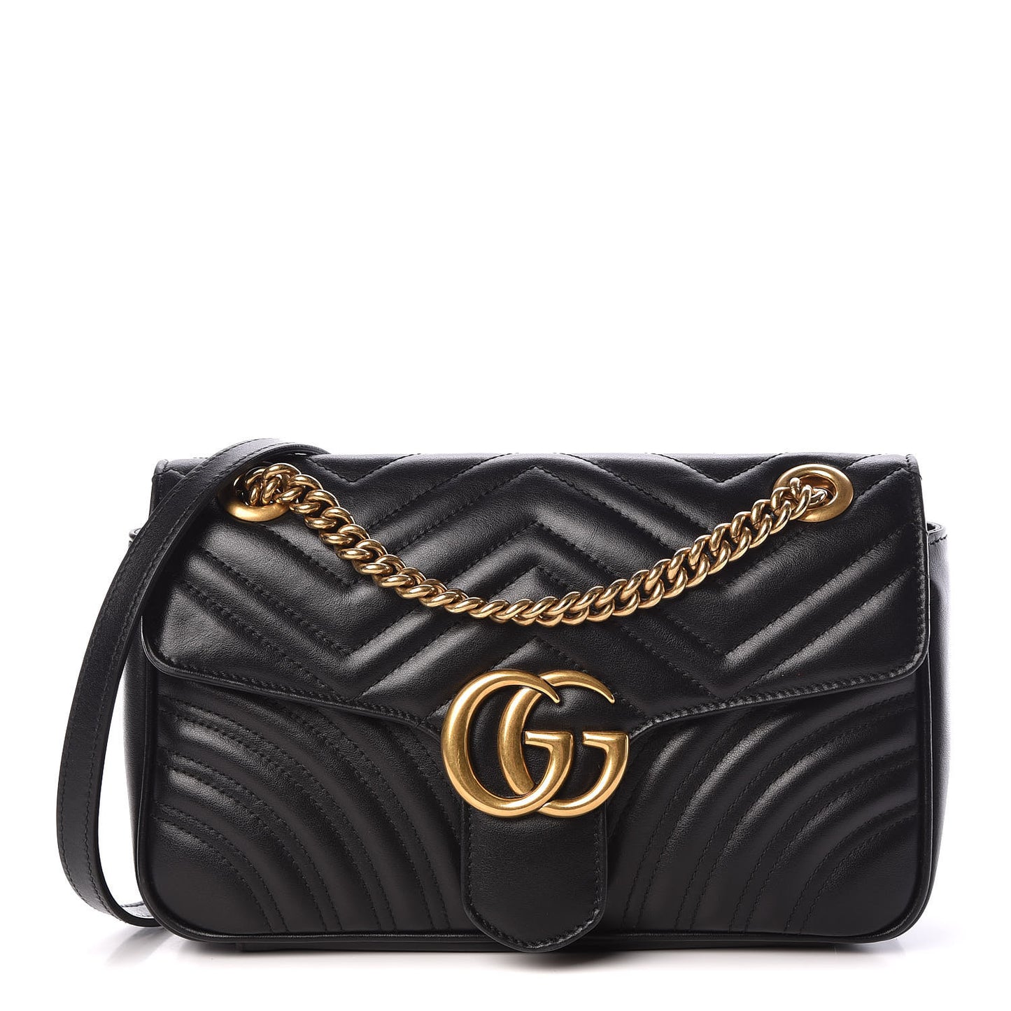 Calfskin Matelasse Small GG Marmont Shoulder Bag Black