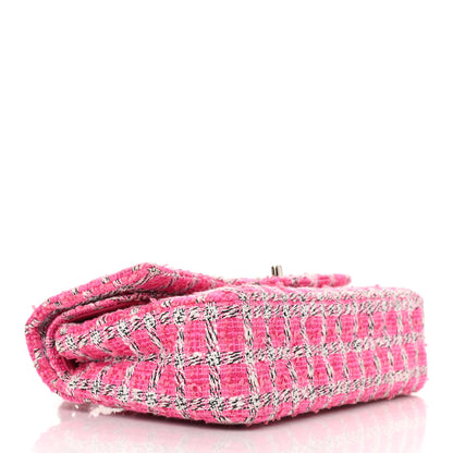 Chanel Tweed Quilted Medium Double Flap Hot Pink 4 of 11