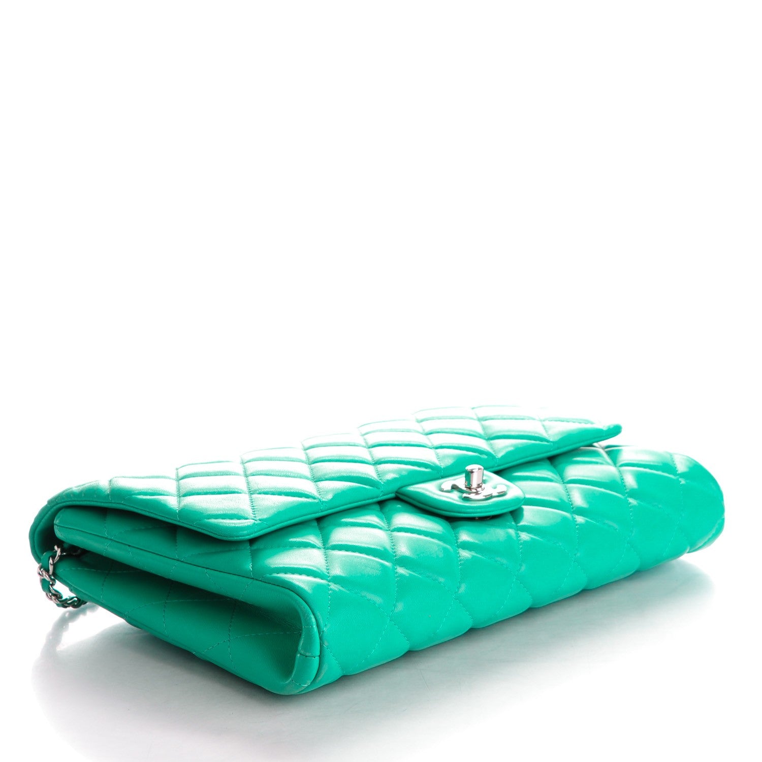 Chanel Lambskin Quilted Clutch With Chain Flap Green 4 of 10