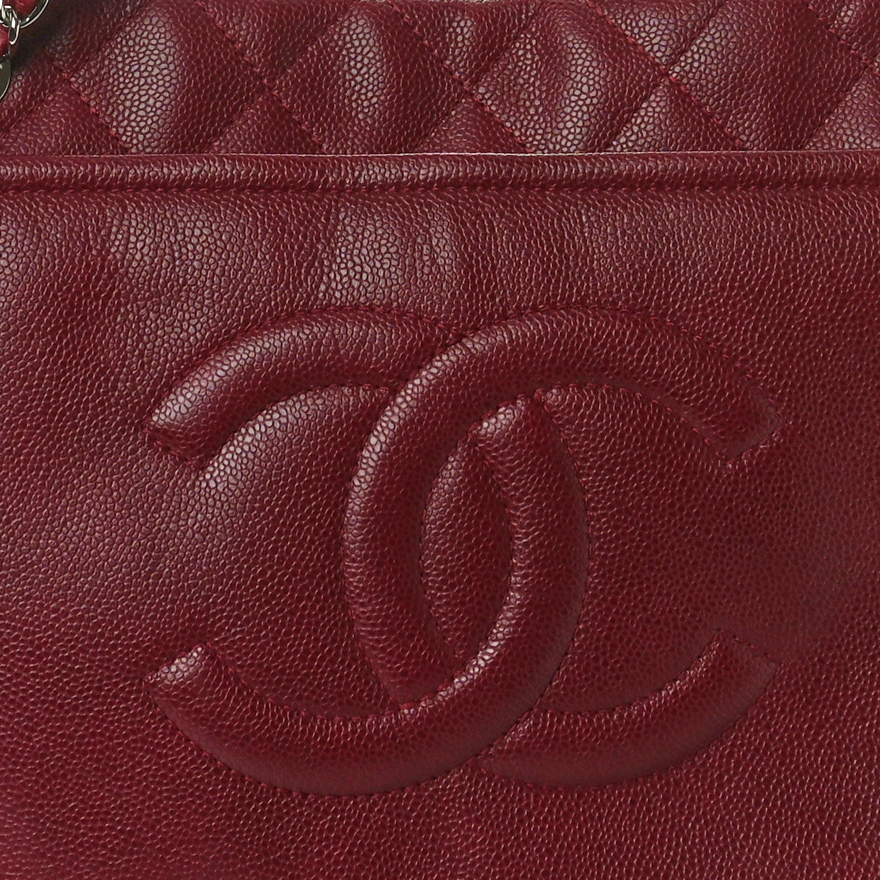 Caviar Quilted Large Timeless CC Soft Tote Dark Red