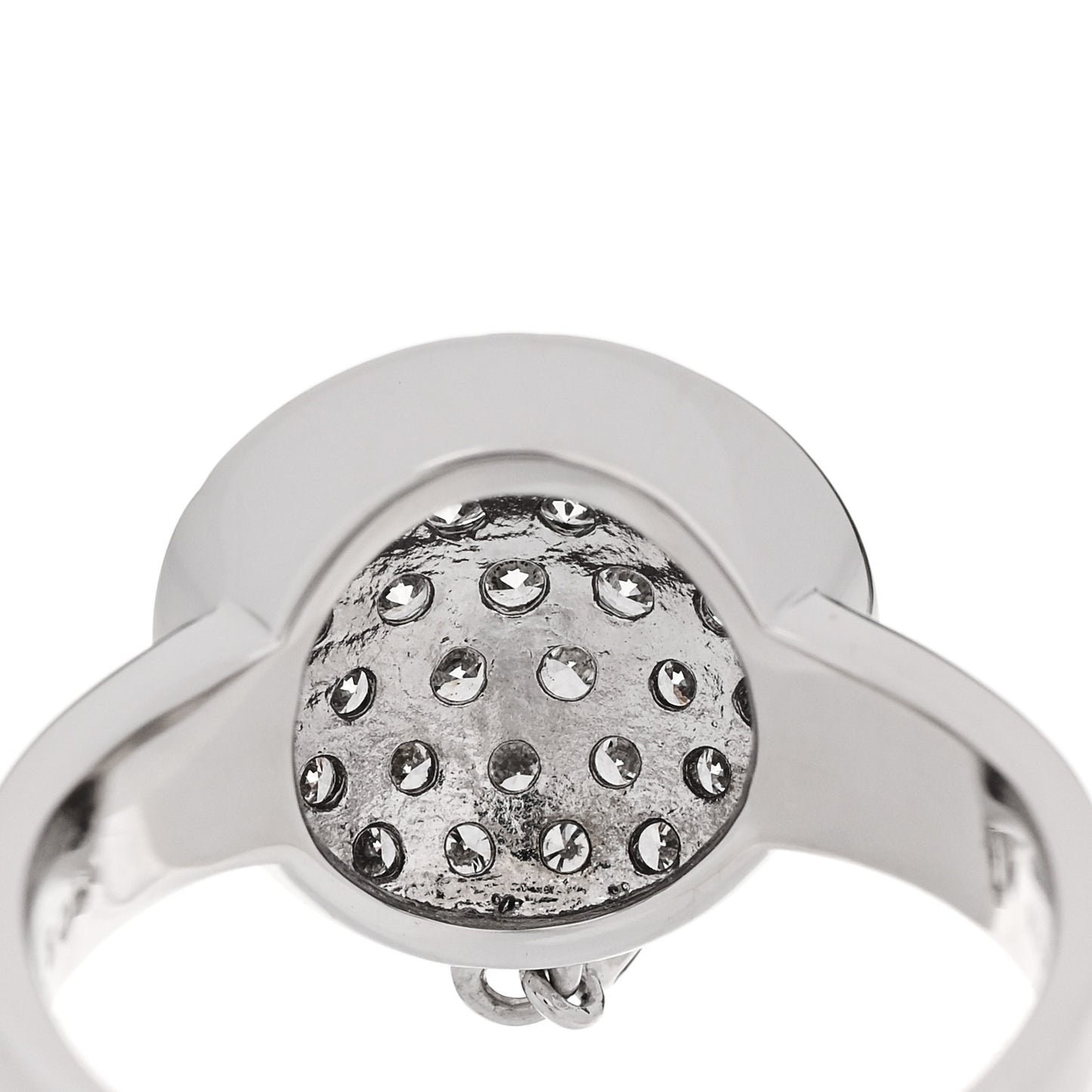 18K White Gold Diamond .60ctw Round Pave Charm Ring  53 6.25