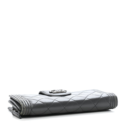 Chanel Lambskin Quilted Boy Zip Pocket Wallet Dark Grey 3 of 5