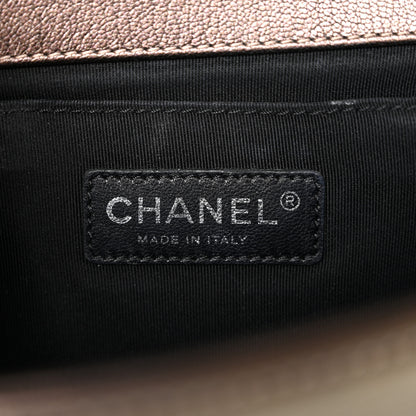 Chanel Iridescent Goatskin Quilted Medium Boy Flap Dark Gold 6 of 11