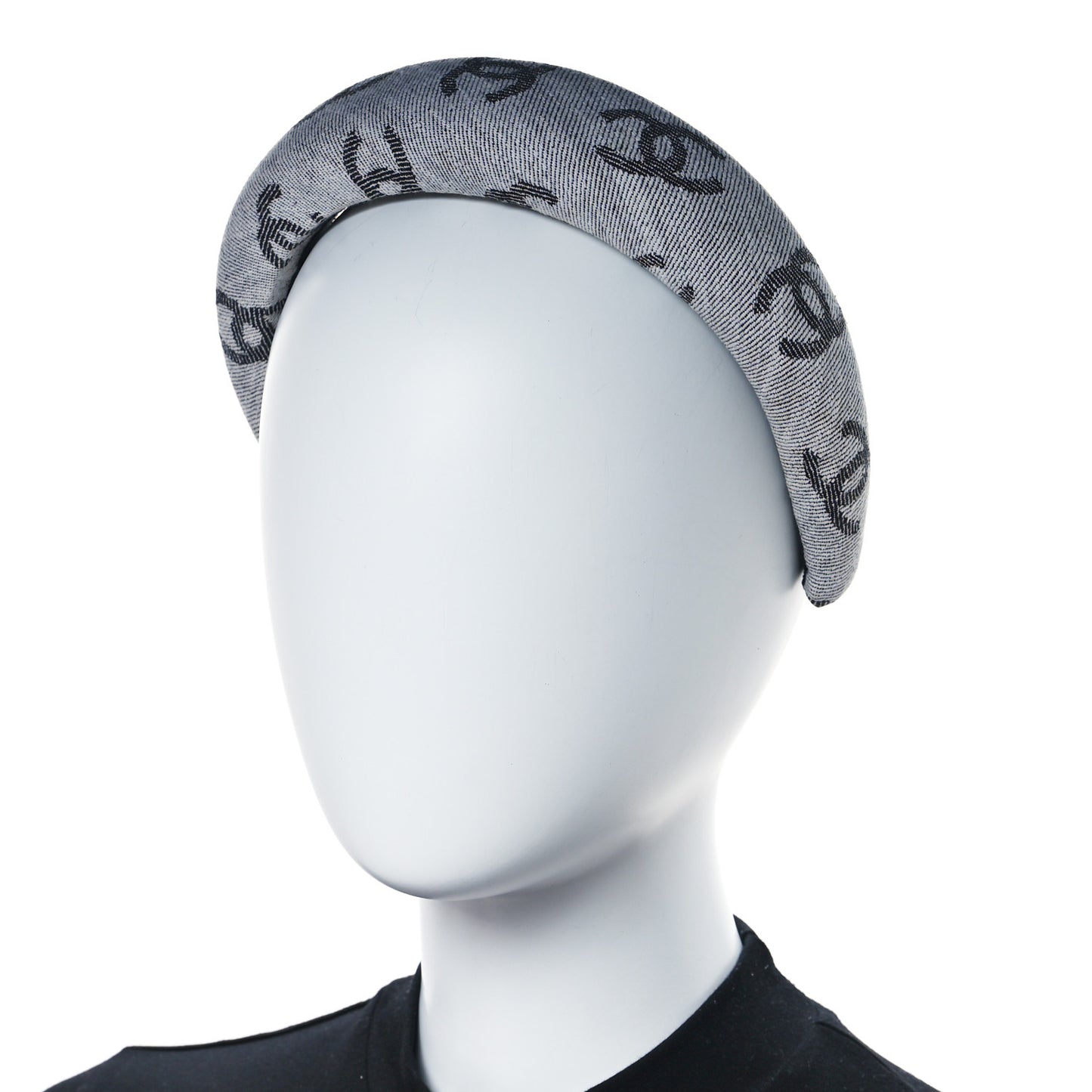Denim CC Headband White Black