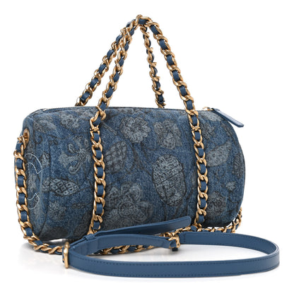 Chanel Denim Printed Destination Chenonceau Bowling Bag Blue Grey White 2 of 4