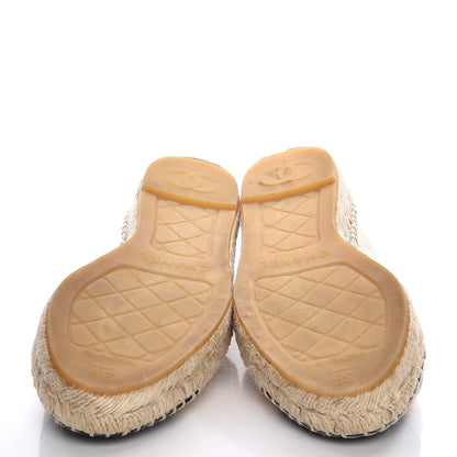 Chanel Lambskin CC Espadrilles 35 Beige Black 5 of 10
