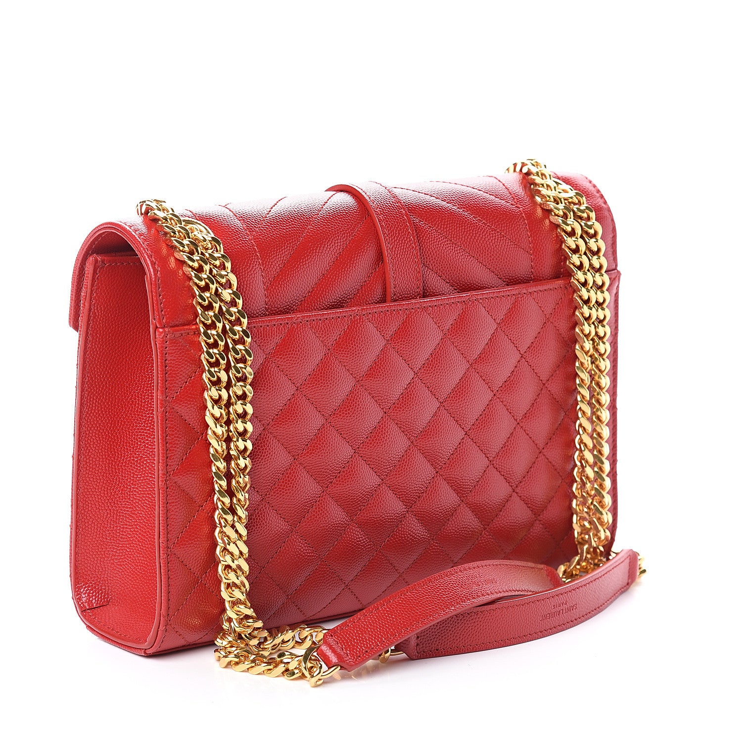Saint Laurent Grain De Poudre Textured Mixed Matelasse Triquilt Medium Monogram Satchel New Red 2 of 8
