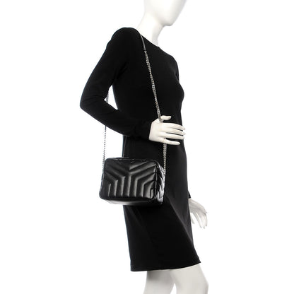 Saint Laurent Calfskin Y Quilted Monogram Small Loulou Bowling Bag Black 2 of 7