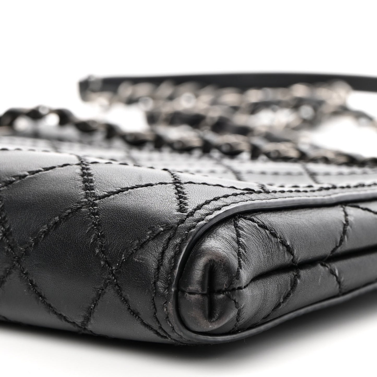 Calfskin Wild Stitch Small Shopping Tote Black