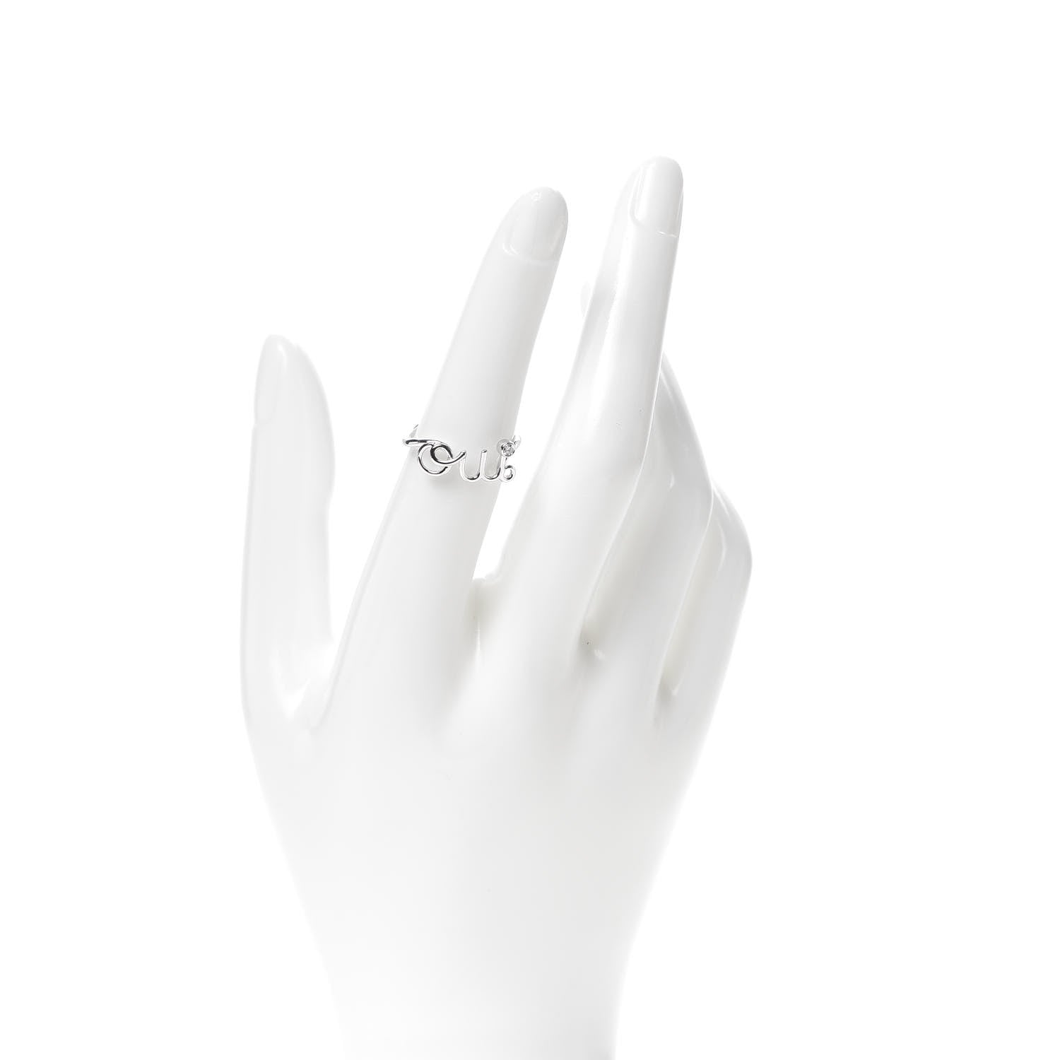 Christian Dior 18K White Gold Diamond Oui Ring 53 6.5 2 of 5