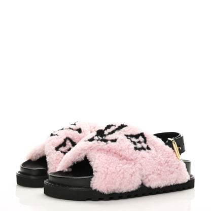 Louis Vuitton Shearling Paseo Sandals 36 Pink 3 of 7