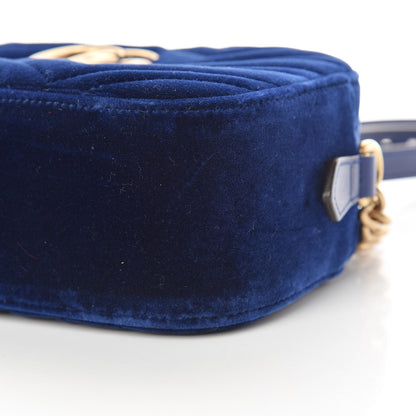 Gucci Velvet Matelasse Small GG Marmont Chain Shoulder Bag Cobalt 10 of 11