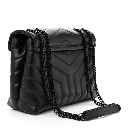 Saint Laurent Calfskin Y Quilted Monogram Monochrome Small Loulou Chain Satchel Black 3 of 10